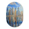 Skyline - Wolkenkrabbers - Water - Blauw Wandcirkel Ovaal Forex klein -3d