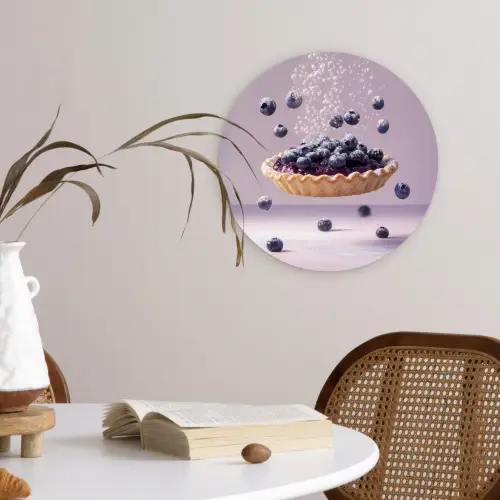 Eten - Taart - Bessen - Blauw Wandcirkel kunststof plaat 5mm dik klein -sfeer4