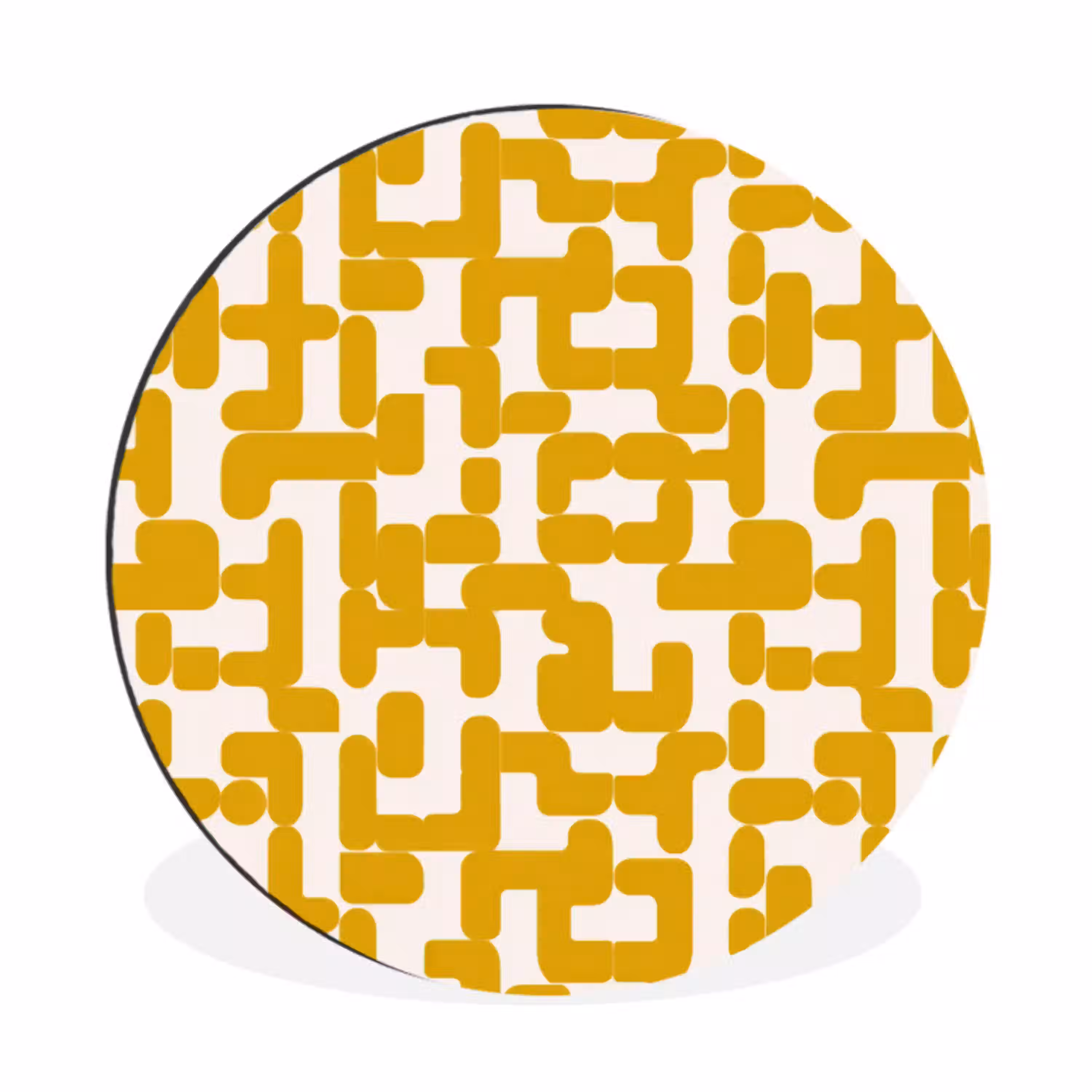 Geel - Beige - Patroon Wandcirkel aluminium klein 190 -3d
