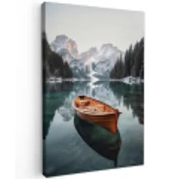 Boot - Bergen - Natuur - Water Tuinposter op houten frame 2 cm dik klein -3d