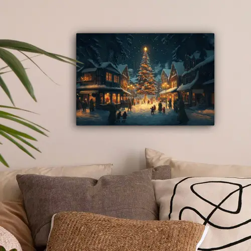 Kerstfeest - Dorp - Donker canvas 2cm klein -sfeer1