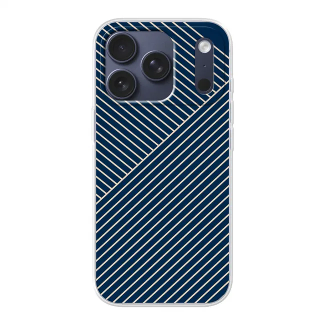 Telefoonhoesje - Lijnen - Abstract - Blauw - Wit - Minimalistisch