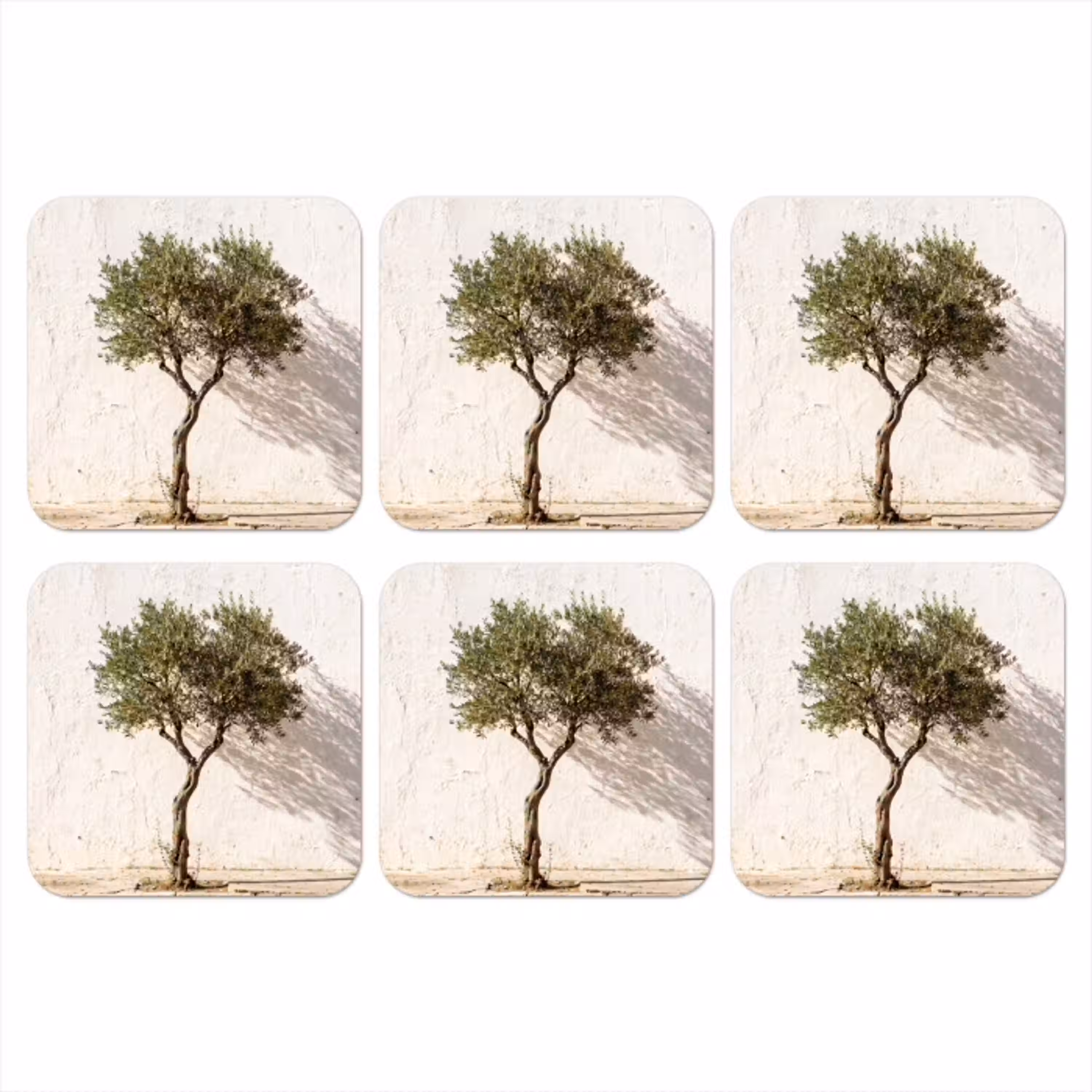 Olijfboom - muur - wit onderzetter kurk middel -3d