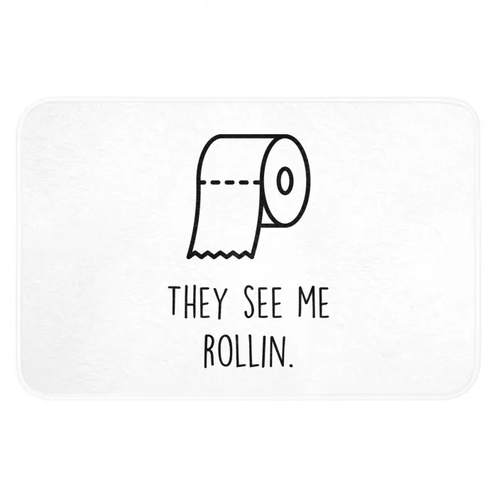 Spreuk - WC papier - They see me rollin - Wit - Quotes Badmat klein -3d