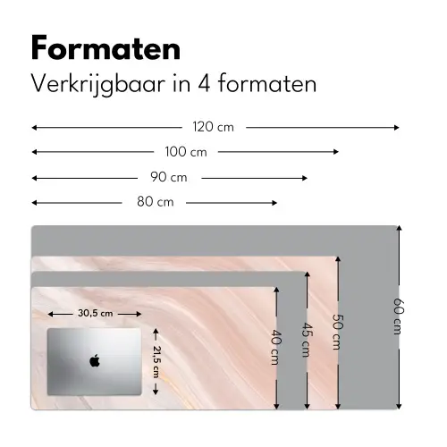 Marmer - Patroon - Pastel - Abstract - Marmerlook - Luxe Muismat XXL klein -sfeer5