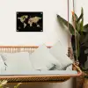 Wereldkaart - Beige - Zwart tuinposter los doek klein -sfeer7