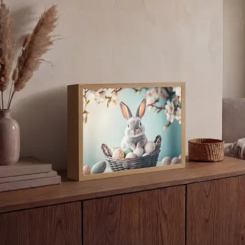 Konijn - Eieren - Mand Light Box met batterij (Wandlamp) middel -sfeer2