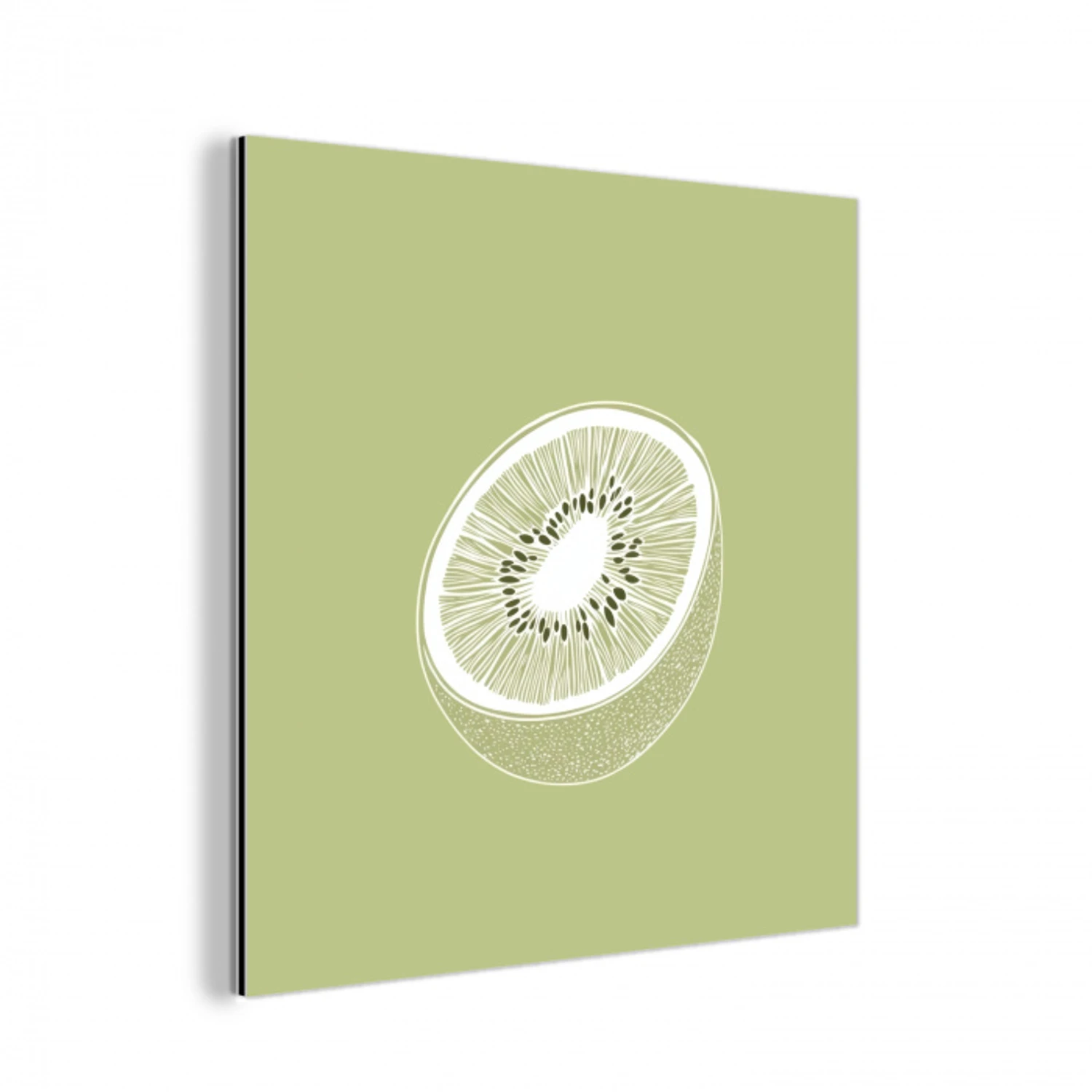 Kiwi - Lijntekening - Minimalistisch - Groen aluminium wit klein -3d