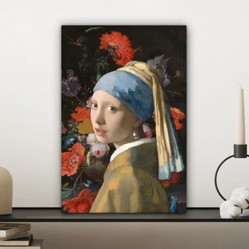 Meisje met de parel - Johannes Vermeer - Bloemen canvas 2cm klein -sfeer6