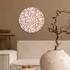 Lijnen - Abstract - Rood - Beige Wandcirkel plexiglas klein 852 -sfeer1