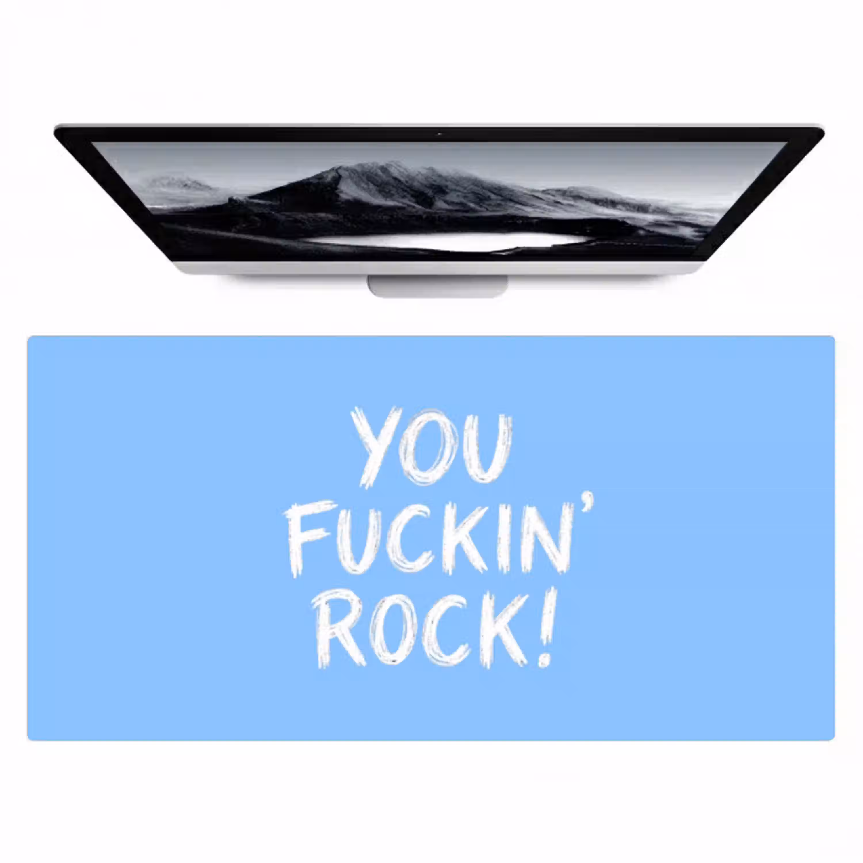 Blauw - Wit - You fuckin rock Muismat XXL klein -zzz3d