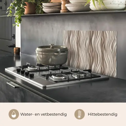 Golven - 3D - Crème keuken achterwand spatscherm klein 900 -usp_NL