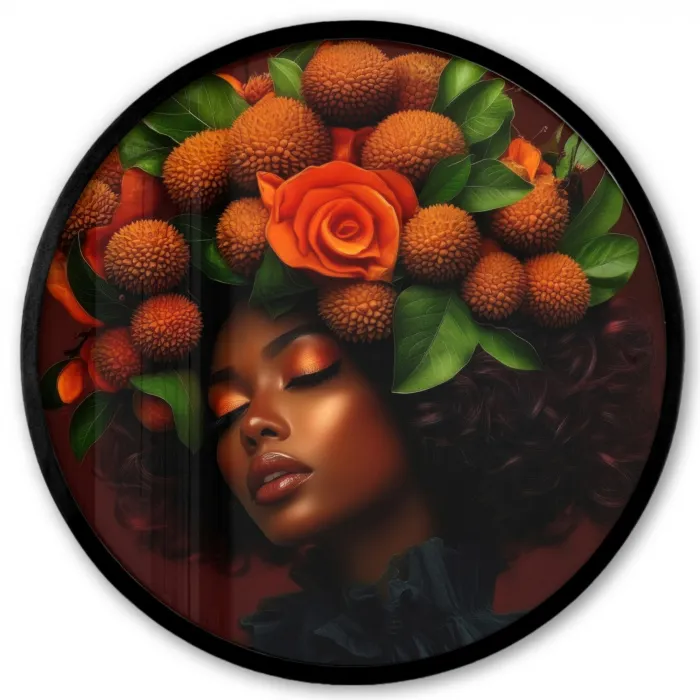 Vrouw - lychee - exotisch Fotolijst rond zonder passe partout klein -3d