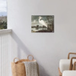 Reiger - Planten - Wolken - Wit tuinposter los doek klein -sfeer8