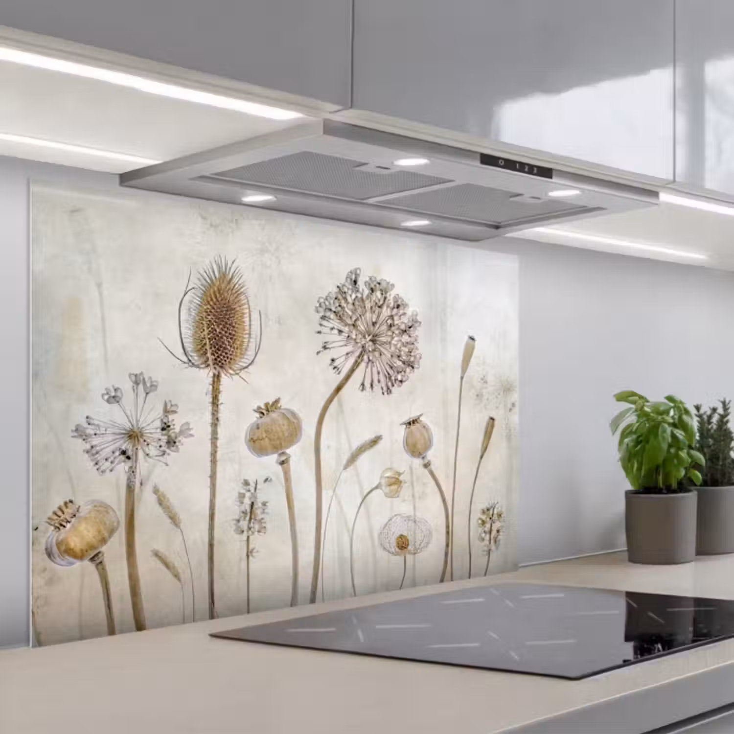 Spatscherm keuken - Bloemen - Waterverf - Stilleven - Bruin - Vintage