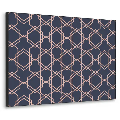 Modern - Patroon - Donkerblauw - Roze Textielframe zwart klein 947 -3d