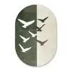 Japandi - Vogel - Groen Wandcirkel Ovaal Forex klein -3d