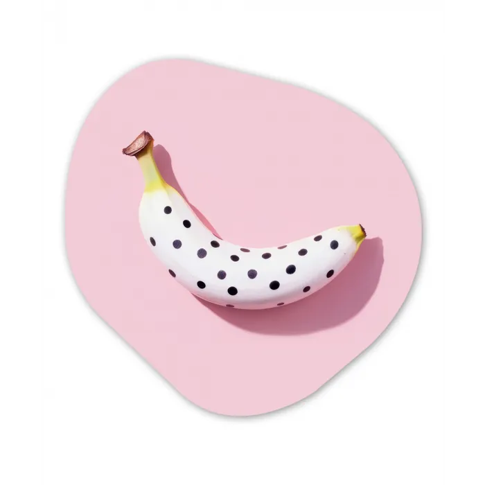 Banaan - Stippen - roze Wandcirkel Organisch Forex 3mm klein -3d