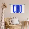 Ciao - Hoofdletters - Blauw - Minimalistisch Wandkleed katoen klein -wsfeer5_kind