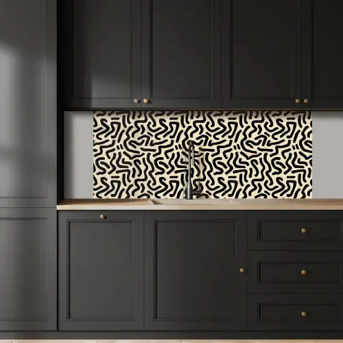 Abstract - Lijnen - Zwart keuken achterwand 2 middel 871 -sfeer1