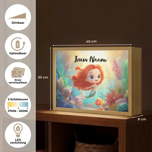 Zeemeermin - Vissen - Koraal Light Box met batterij (Wandlamp kind) middel -USP_websiteoverzichtNL