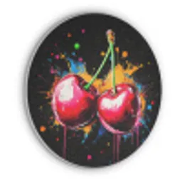Kersen - Fruit - Graffiti - Verf - Abstract - Modern - Kleurrijk Akoestische PET Vilt - Rond klein -3d