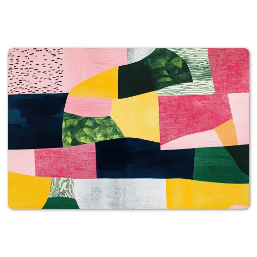 Abstract - Roze - Lappen - Vormen - Geel Placemat vinyl groot -zzsfeer1_Kitchenyeah-website