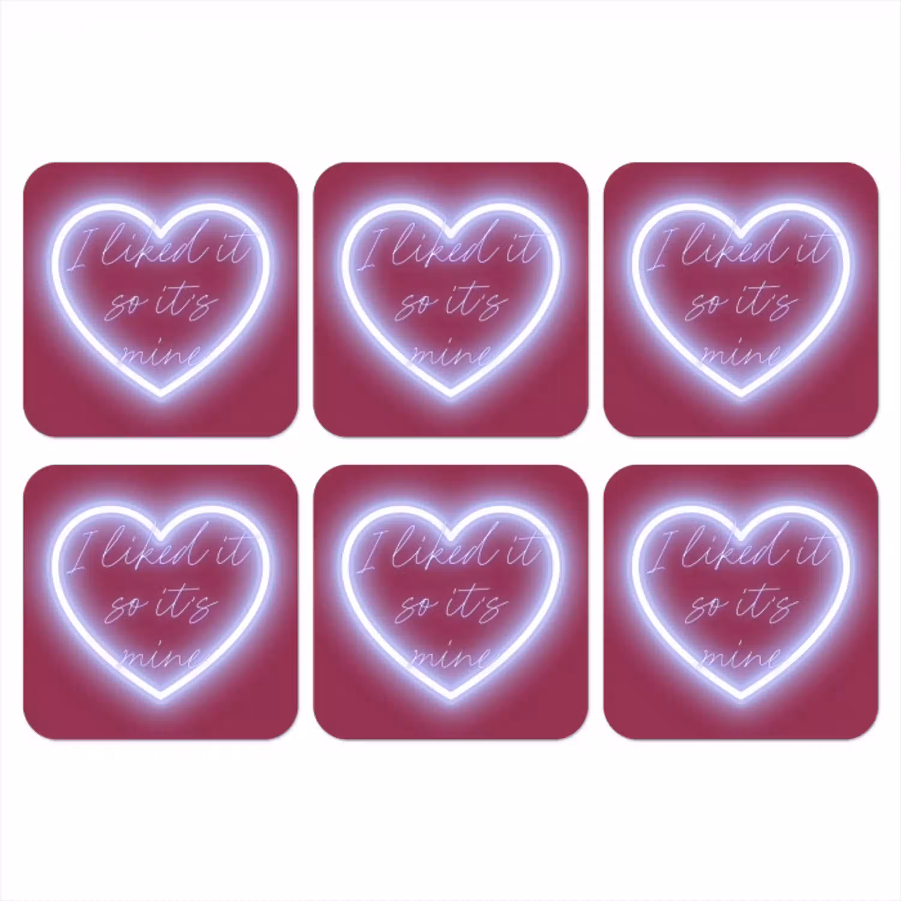 I liked it so it's mine - Neon hart - Roze onderzetter kurk middel -3d