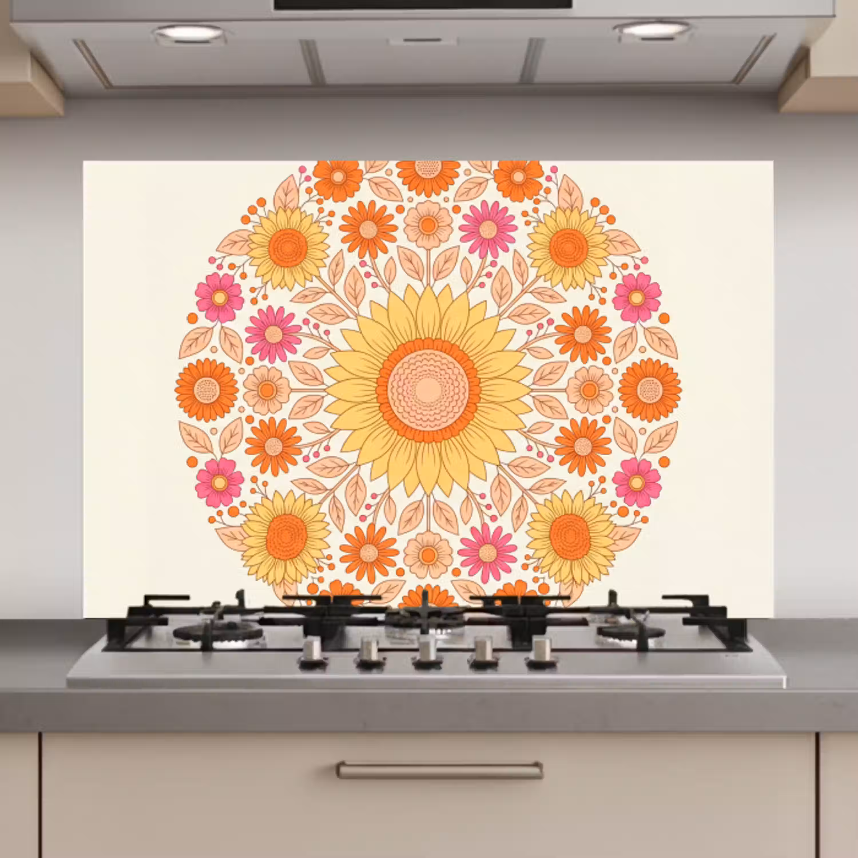 Bloemen - Mandala - Patroon - Kleurrijk keuken achterwand spatscherm klein -3d_website