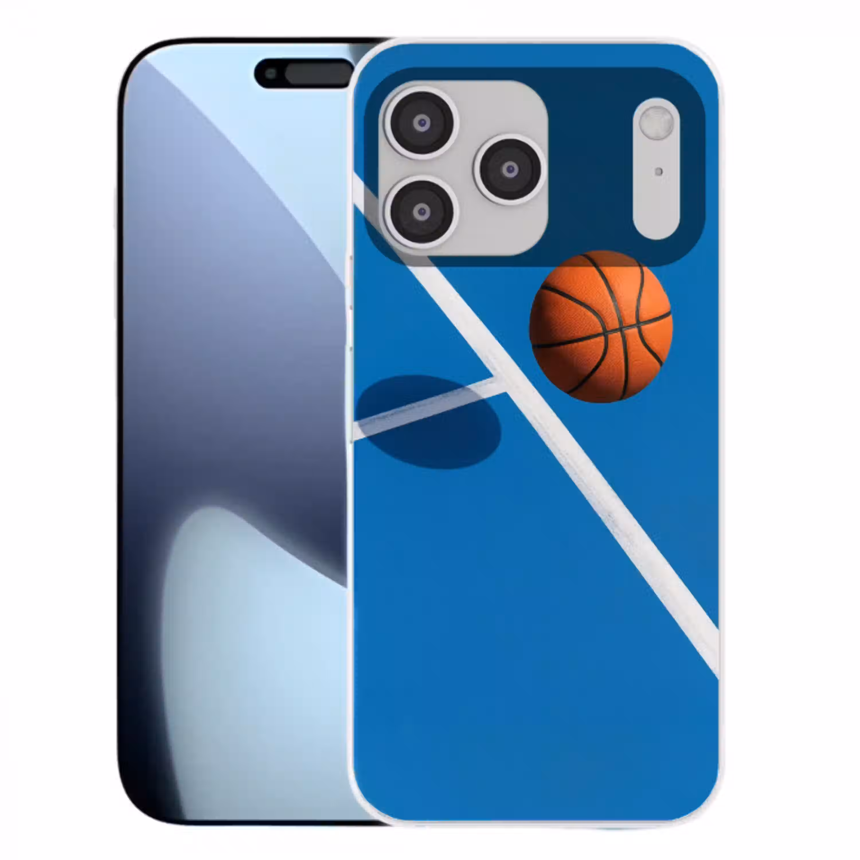 Basket - Bal - Blauw - Zwevend Telefoonhoesje iPhone 17 Pro Max klein -3d