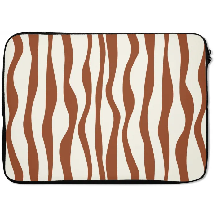 Golvende lijnen - Strepen - Beige - Bruin laptophoes neopreen klein -zkaufland3dotto