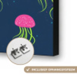 Kwallen - Diepzee - Neon Textielframe zwart klein 947 -USP_ophangsysteemNL