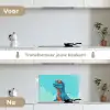 T-Rex - Blauw - Wolken - Zonnebril keuken achterwand spatscherm klein -voor_na_NL