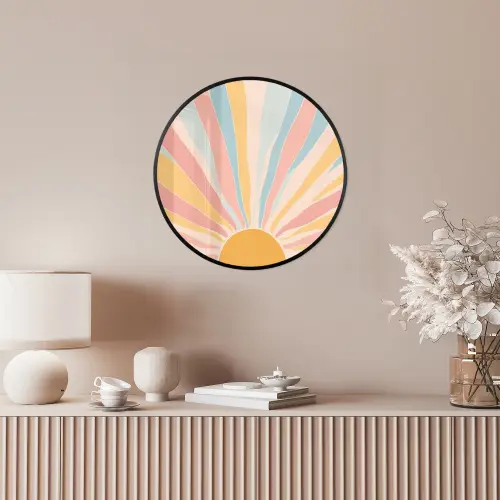Illustratie - Zon - Pastelkleuren Fotolijst rond zonder passe partout klein -sfeer3