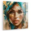 Vrouw - Portret - Goud - Luxe - Blauw plexiglas 5mm klein -zzzproduct_nieuw