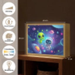 Alien - Astronaut - Ruimte - Planeten Light Box met batterij (Wandlamp kind) middel -USP_websiteoverzichtDE