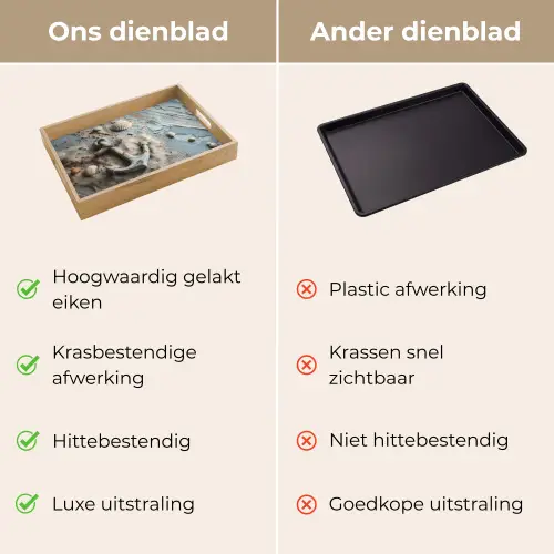 Anker - Hout - Schelpen - Zand Dienblad Rechthoek middel -USP_VergelijkingNL