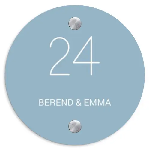 Effen - Lichtblauw - Klassiek Naambord Rond klein -3d