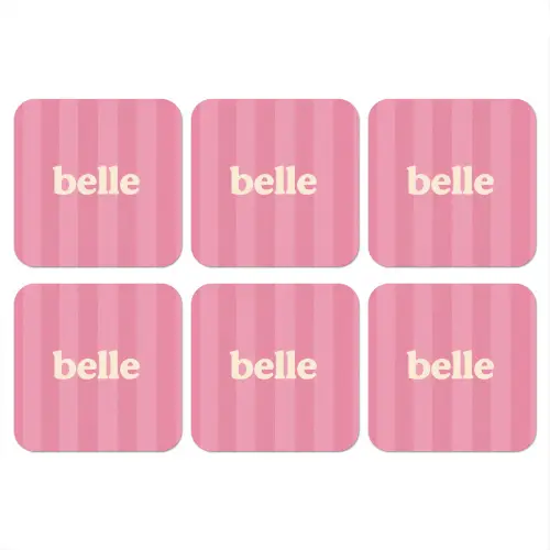 Roze - Gestreept - Belle onderzetter kurk middel -3d
