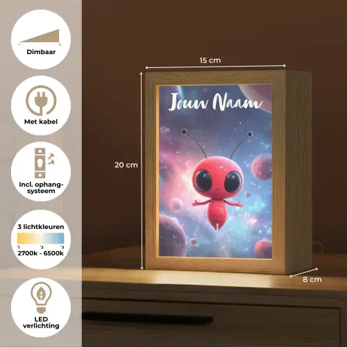 Buitenaards wezen - Rood - Planeten Light Box met kabel (Kinderlampje) klein -USP_NL