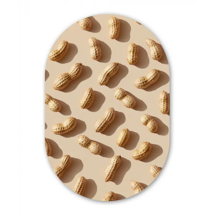 Pinda's - Patroon - Beige Wandcirkel Ovaal Glas middel -3d