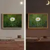 Wit - Madeliefje - Bloem - Gras Light Box met batterij (Wandlamp) middel -sfeer3