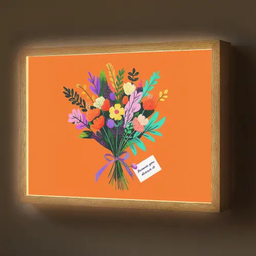 Kaartje - Boeket - Bloemen Light Box met batterij (Wandlamp) middel -z3d_website