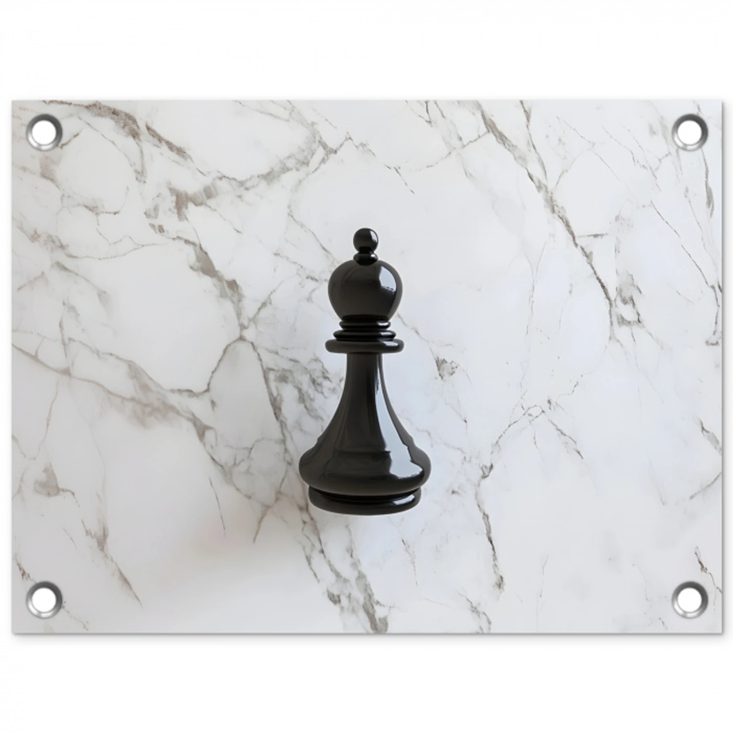 Schaakstuk - Loper - Zwart - Marmer tuinposter los doek klein -3d
