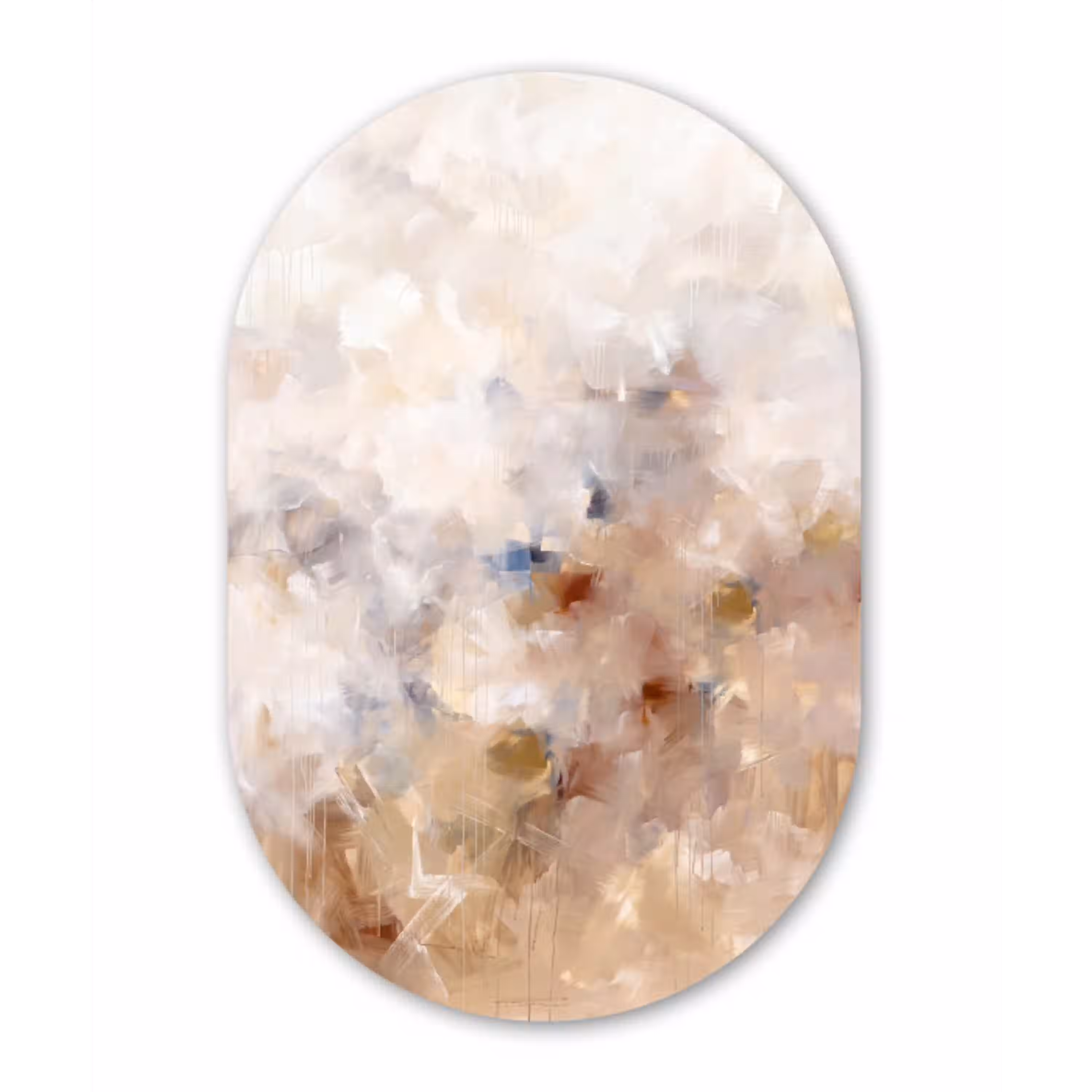 Abstract - Borstelstreken - Modern - Beige - Kunst Wandcirkel Ovaal Aluminium middel -3d