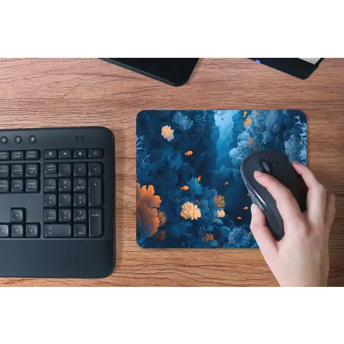 Koraalrif - Vissen - Oceaan - Blauw muismat rubber klein -toetsenbord