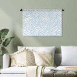 Zebra - Motief - Blauw - Wit Wandkleed katoen klein 269 -sfeer7
