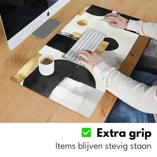 Goud - Rechthoeken - Cirkels - Abstract Muismat XXL klein -sfeer3