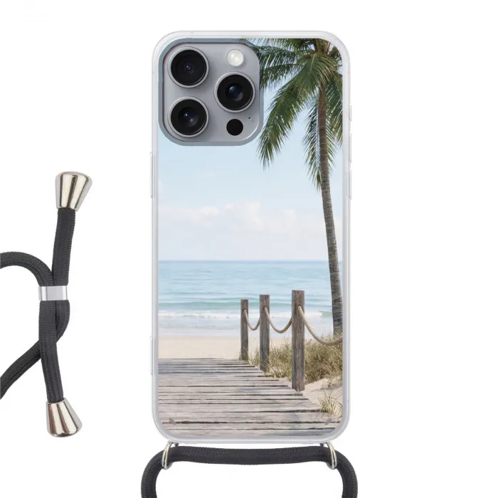 Palmbomen - Pad - Horizon Hoesje iPhone 16 Pro Max met koord klein -3d