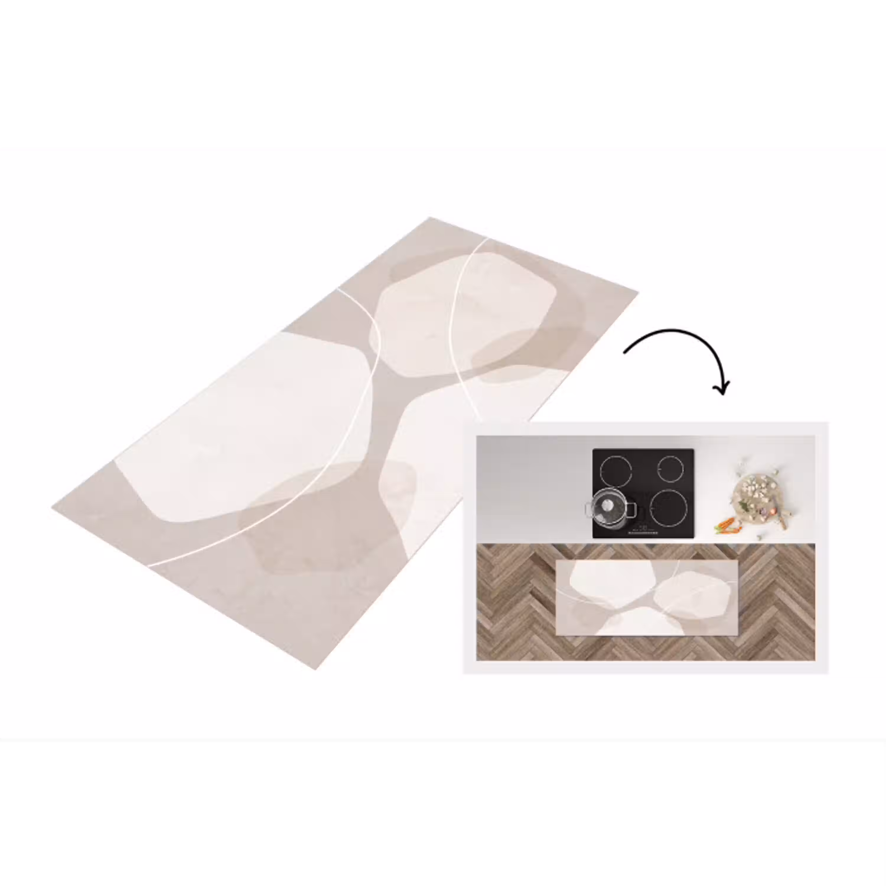 Abstract - Vormen - Beige Keukenloper - keukenmat middel -3d